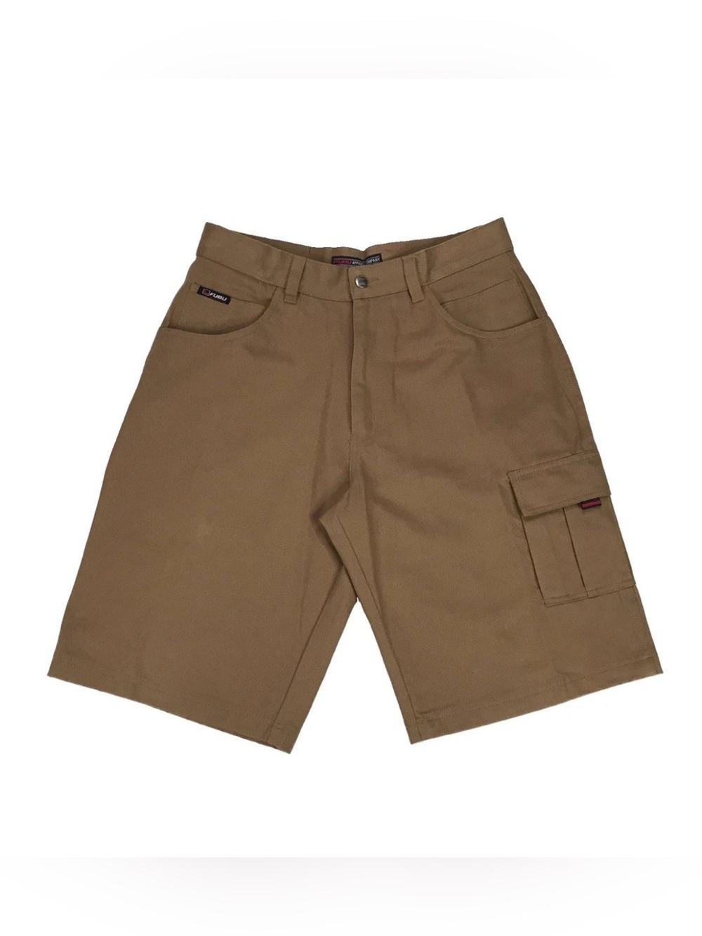 VINTAGE FUBU CARGO SHORTS MENS 34 TAN BAGGY OVERSIZED HIP HOP NEW YORK NY Y2K